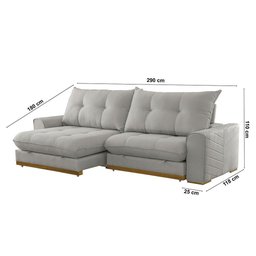 Sofá Argo Linho 02 Módulos 120 Cm B25cm Meu Sofá Online A230 Linho Cinza - 5