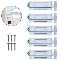 Ferrolho Trinco Tarjeta Fecho Chato para Porta Janela Portão 10cm Zincado | Silvana | Kit 05 Un - 1