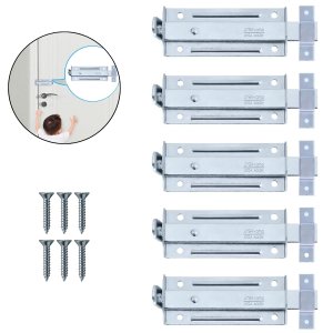Ferrolho Trinco Tarjeta Fecho Chato para Porta Janela Portão 10cm Zincado | Silvana | Kit 05 Un