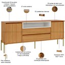 Ver imagem 3 de Aparador Buffet para Sala de Jantar 2 Portas 184cm Industrial Avis D03 Freijó Off White - Lyam