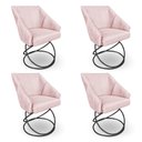 Ver imagem 1 de Kit 4 Poltronas Luxo Alana Suede Rosa Bebê Base Luxo Preto - Pallazio