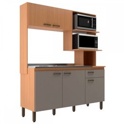 Cozinha Compacta Evelyn 5 Portas 1 Gavetas Angelim/damasco - Móveis Sul - 2