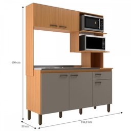 Cozinha Compacta Evelyn 5 Portas 1 Gavetas Angelim/damasco - Móveis Sul - 4