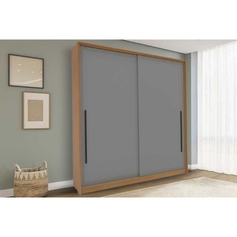 Guarda Roupa 2 Portas de Correr e 2 Gavetas Valência Freijo/cinza - Politorno