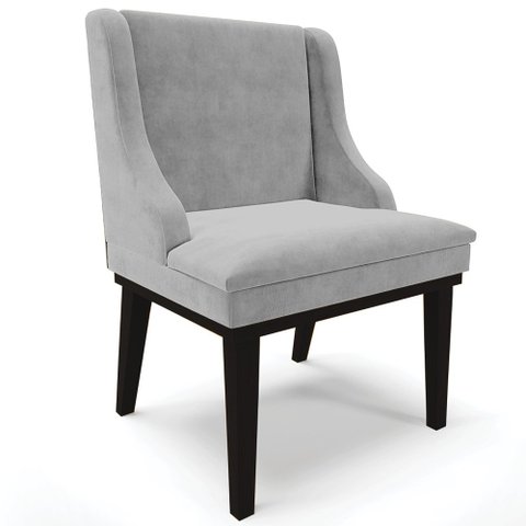 Poltrona Decorativa Base Fixa de Madeira Firenze Suede Cinza/Preto - Gran Belo