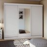Guarda Roupa Casal 2,70m com Espelho 3 Portas de Correr 4 Gavetas Speciale MobyCasa Moveis Branco - 1