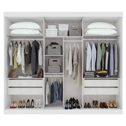 Guarda Roupa Casal 2,70m com Espelho 3 Portas de Correr 4 Gavetas Speciale MobyCasa Moveis Branco - 4