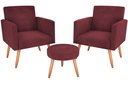 Ver imagem 2 de Kit 2 Poltronas + Puff Dallas Veludo Vinho E432 - Matrix