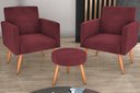 Ver imagem 1 de Kit 2 Poltronas + Puff Dallas Veludo Vinho E432 - Matrix