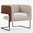 Ver imagem 3 de Kit 02 Poltronas Scarlett D02 Base Aço Preto Couríssimo Marrom B-38 Linho Bege C-107 - Lyam Decor