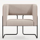 Ver imagem 6 de Kit 02 Poltronas Scarlett D02 Base Aço Preto Couríssimo Marrom B-38 Linho Bege C-107 - Lyam Decor