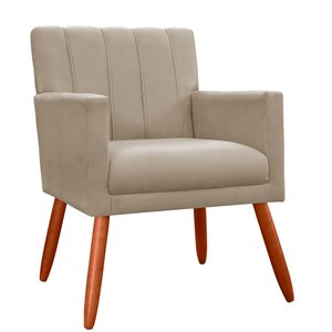 Poltrona Decorativa Cecília Suede Cores Variadas - DS Estofados - Capuccino