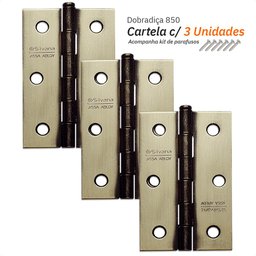 Kit 3 Dobradiças Silvana 850 até 20kg - 3" Oxidado - 1