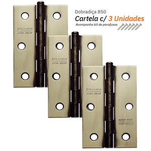 Kit 3 Dobradiças Silvana 850 até 20kg - 3" Oxidado
