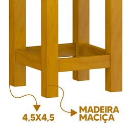 Banquinho De Madeira Maciça Baixo Cerejeira Nemargi - 3