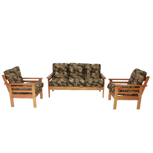 CONJUNTO DE SOFÁ 3 LUGARES E POLTRONAS EM MADEIRA