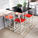 Ver imagem 1 de Conjunto Mesa Preta 4 Cadeiras Pequena Estofado Industrial White
