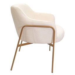 Kit 02 Poltronas Decorativas Jade Base Aço Ouro Fosco Bouclé Off White - Nexta Casa - 5