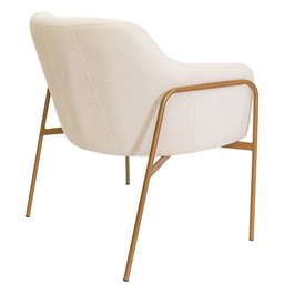 Kit 02 Poltronas Decorativas Jade Base Aço Ouro Fosco Bouclé Off White - Nexta Casa - 6