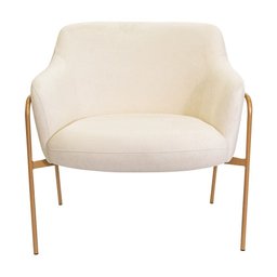 Kit 02 Poltronas Decorativas Jade Base Aço Ouro Fosco Bouclé Off White - Nexta Casa - 4