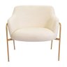 Kit 02 Poltronas Decorativas Jade Base Aço Ouro Fosco Bouclé Off White - Nexta Casa - 4