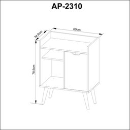 Aparador Bar/café Multifuncional com 1 Porta Amêndoa - 9