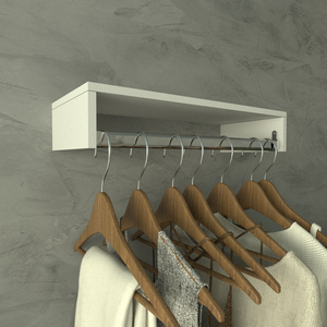 Cabideiro de Parede Branco 60cm Arara de Roupas Quarto Closet - Rufatto Decorações