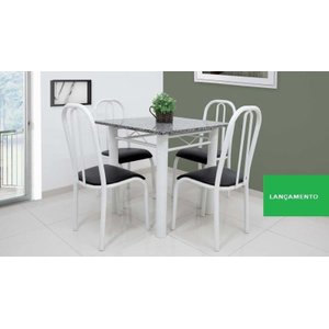 Mesa De Jantar cozinha Com 4 Cadeiras Madrid quadrada 80cm Em Aço Cor Branca campeã de vendas ult un