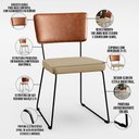 Ver imagem 4 de Kit 08 Cadeiras Decorativas Sala Jantar Allana L02 Couríssimo Camel Linho Bege Escuro - Lyam Decor