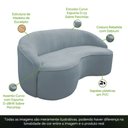 Ver imagem 4 de Sofá Curvo Montserrat 150cm 02 Lugares Bouclé Azul Claro - Nexta Casa