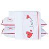 Jogo de Cama Lençol Coração Love Branco Casal Padrão 04 Peças - Percal 200 Fios - 1