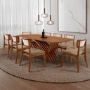 Ver imagem 1 de Conjunto Sala de Jantar Mesa Venus Tampo 220cm Laminado Barril e 8 Cadeiras Viena