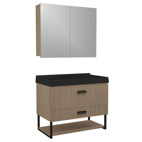 Conjunto Gabinete para Banheiro Suspenso Ucrânia 80cm