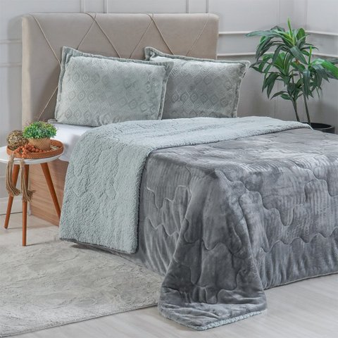 Edredom Sherpa Casal Dupla Face 180x220cm Rock