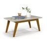 Mesa de Centro Retangular com Pés de Madeira Maciça - Off White - 1