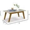 Mesa de Centro Retangular com Pés de Madeira Maciça - Off White - 3