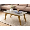 Mesa de Centro Retangular com Pés de Madeira Maciça - Off White - 2