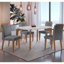 Ver imagem 1 de Conjunto Sala de Jantar Mesa Liz 120cm Mdf Canto Copo e 4 Cadeiras Athenas Moderna