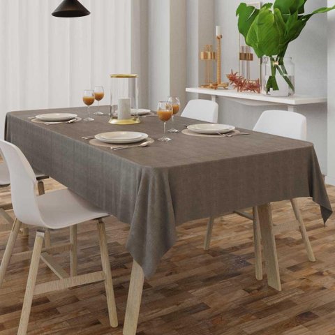 Toalha de Mesa Cinza Rústica Quadrada 1,80 X 1,80