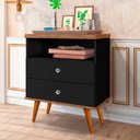 Ver imagem 1 de Mesa Cabeceira 2 Gavetas Preto/Jequitibá J&A Móveis Status 69x60x34