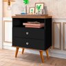 Mesa Cabeceira 2 Gavetas Preto/Jequitibá J&A Móveis Status 69x60x34 - 1
