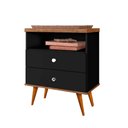 Ver imagem 2 de Mesa Cabeceira 2 Gavetas Preto/Jequitibá J&A Móveis Status 69x60x34