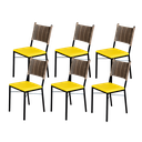 Ver imagem 1 de Kit 6 Cadeiras Para Cozinha Preta Ratan Cappuccino Assento Estofado - Amarelo