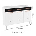 Ver imagem 2 de Balcão de Cozinha para Pia em Aço Mirage New 3 Portas 3 Gavetas Branco/Preto - Telasul