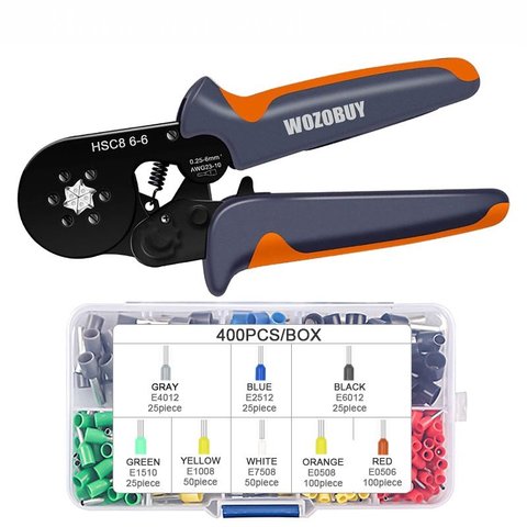 Wozobuy Alicate de Terminal Alicate de Crimpagem + 400pcs - Hsc8 6-6