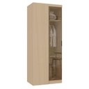 Ver imagem 1 de Guarda Roupa de Canto Mônaco 1 Porta de Bater sem Gavetas MDP Alumínio Bronze Carvalho-Vidro