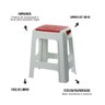 Banqueta Plástica Branco C/ Vermelho Resistente até 100kg - 3