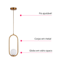 Lustre Pendente Arco Dourado Bola Globo Esfera Opaco Leitoso Cabeceira Cozinha Ilha Escritório Inl93 - 4
