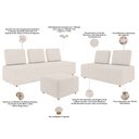 Ver imagem 5 de Sofá 6 Lugares para Sala de Estar Living Modular Adah M03 Bouclê Cru - Lyam Decor