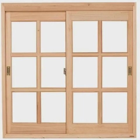Janela Vitrô de Madeira 100x80x12 Modelo Quadriculada Duas Folhas